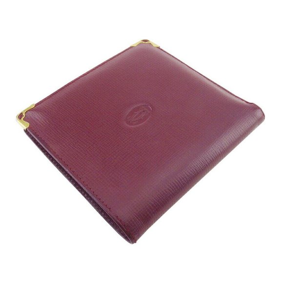 Authenticity Guaranteed CARTIER Bi -fold Wallet Mastrin Bordeaux Leather - Picture 11 of 11